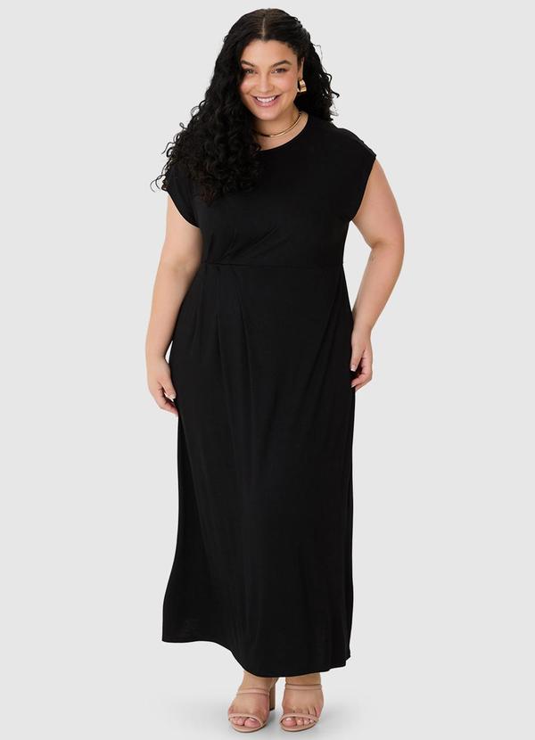 Vestido Mídi Evasê Plus Preto