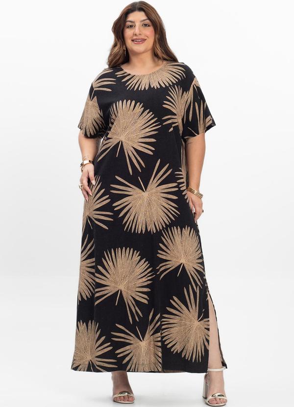 Vestido Midi Feminino Plus Size Preto
