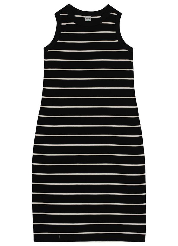 Vestido Mídi Listrado Plus Preto