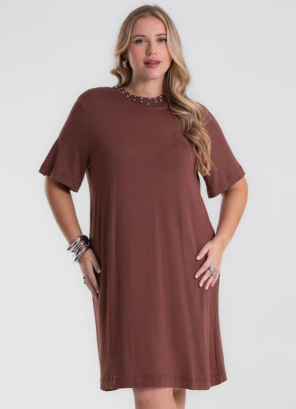 Vestido Molecotton Plus Size Marrom