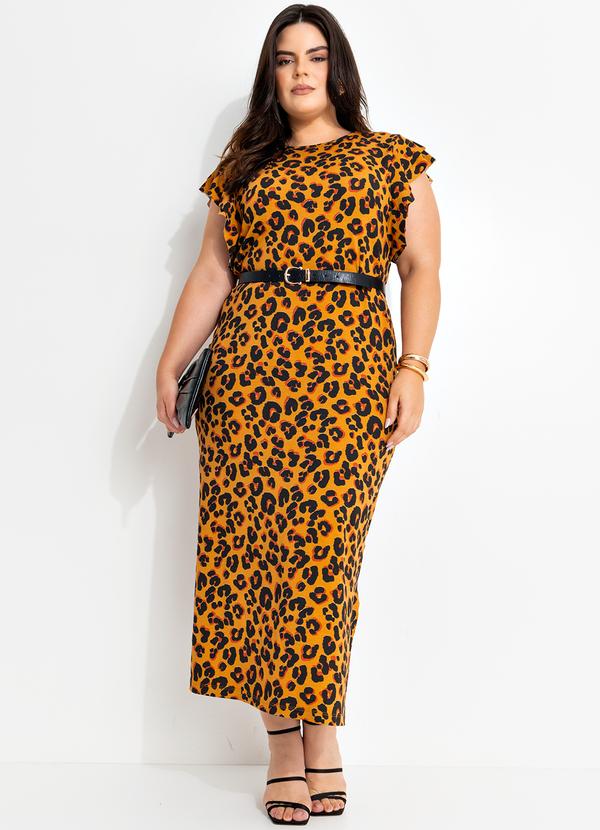 Vestido Onça Moderna em Malha de Viscose