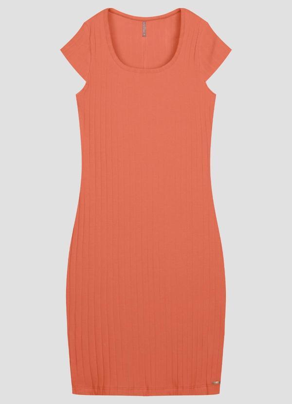 Vestido Plus Size Cotton Canelado Laranja