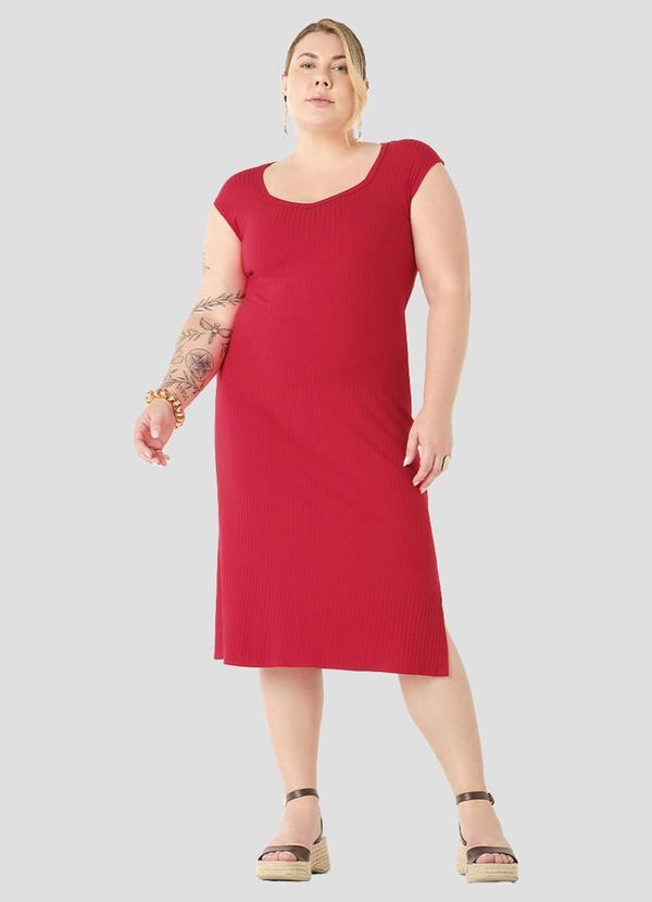 Vestido Plus Size em Viscose Vermelho