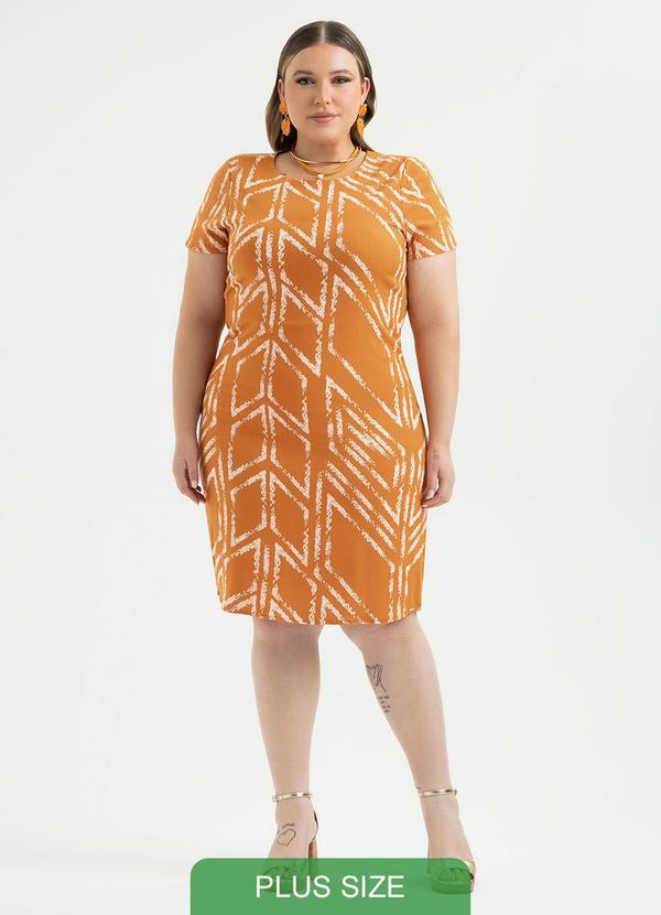 Vestido Plus Size Midi em Viscose Laranja Escuro