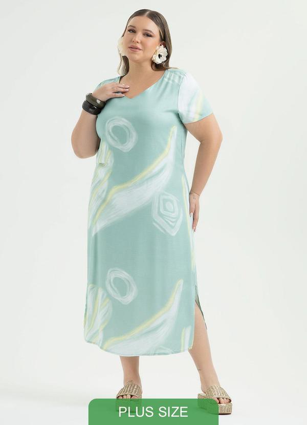 Vestido Plus Size Midi em Viscose Verde Claro