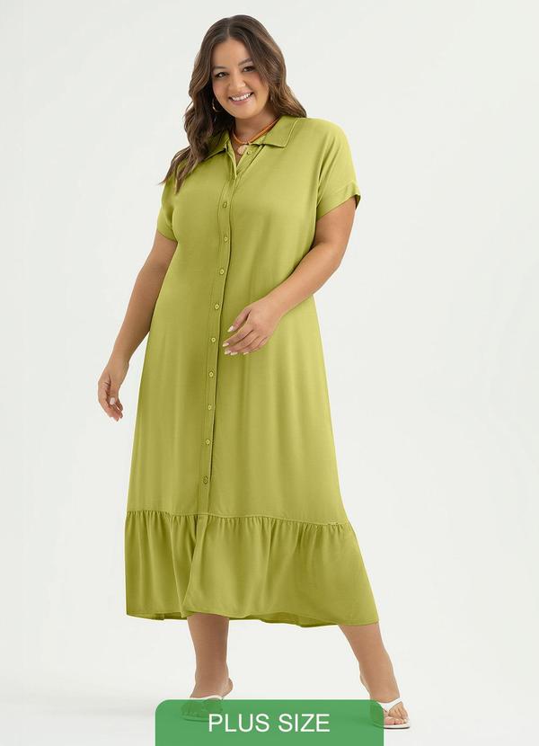 Vestido Plus Size Midi em Viscose Verde