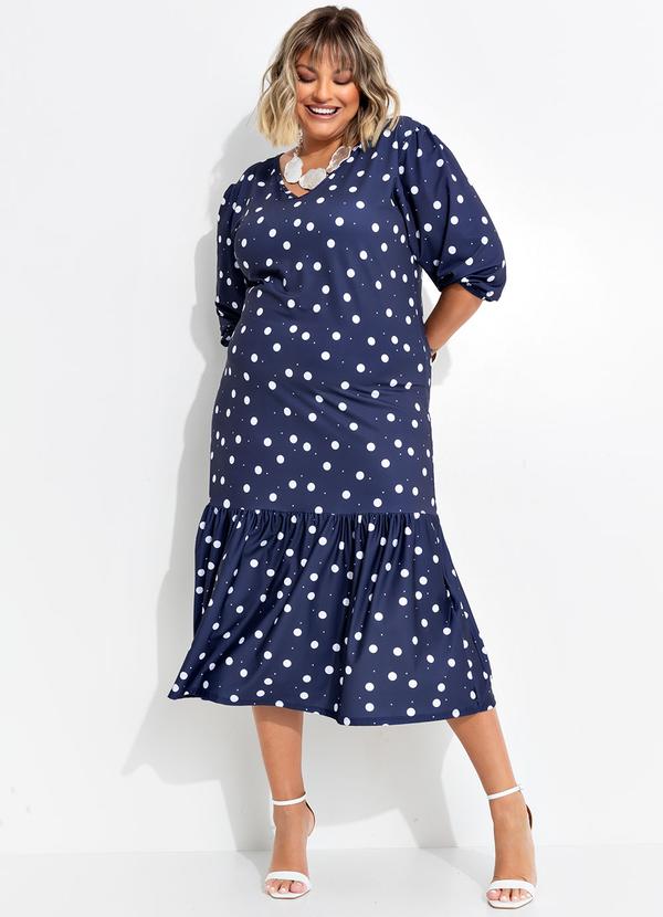 Vestido Poá Marinho em Poliflex