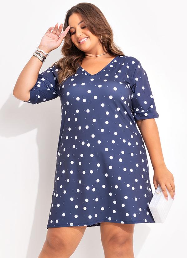 Vestido Poá Marinho em Poliflex