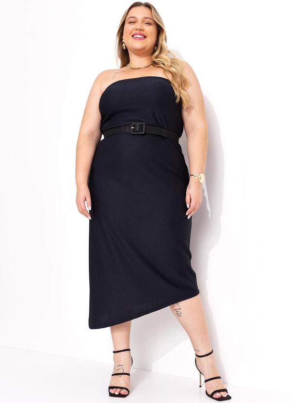 Vestido Preto em Malha Colméia