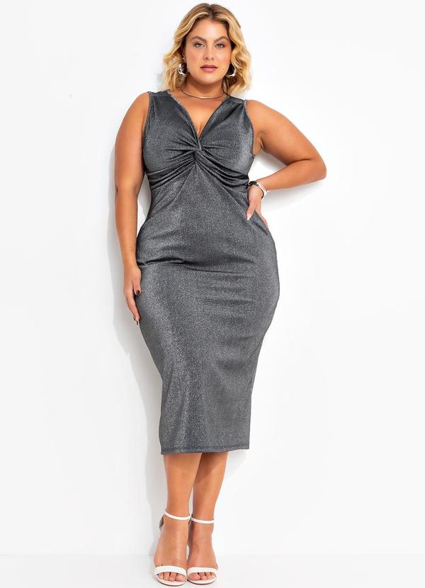 Vestido Preto em Malha com Lurex