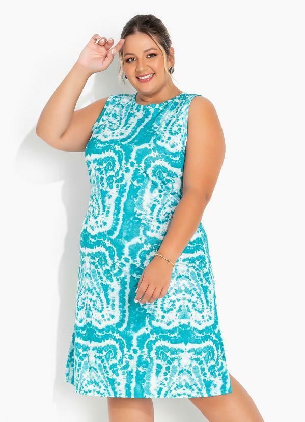 Vestido Tie Dye com Fendas Laterais Plus Size
