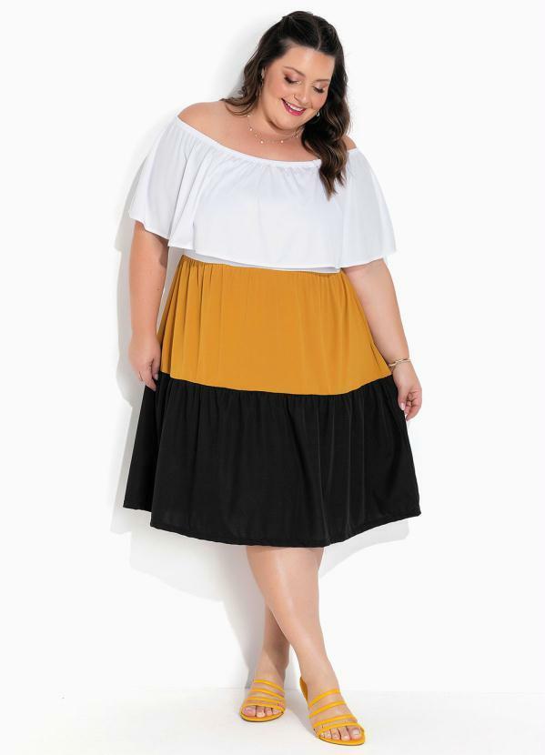 Vestido Tricolor Ciganinha Plus Size