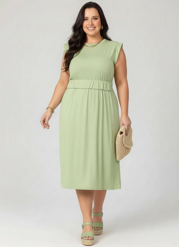 Vestido Verde Claro em Malha Suede