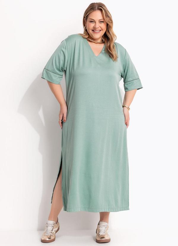 Vestido Verde Claro em Viscose Plana