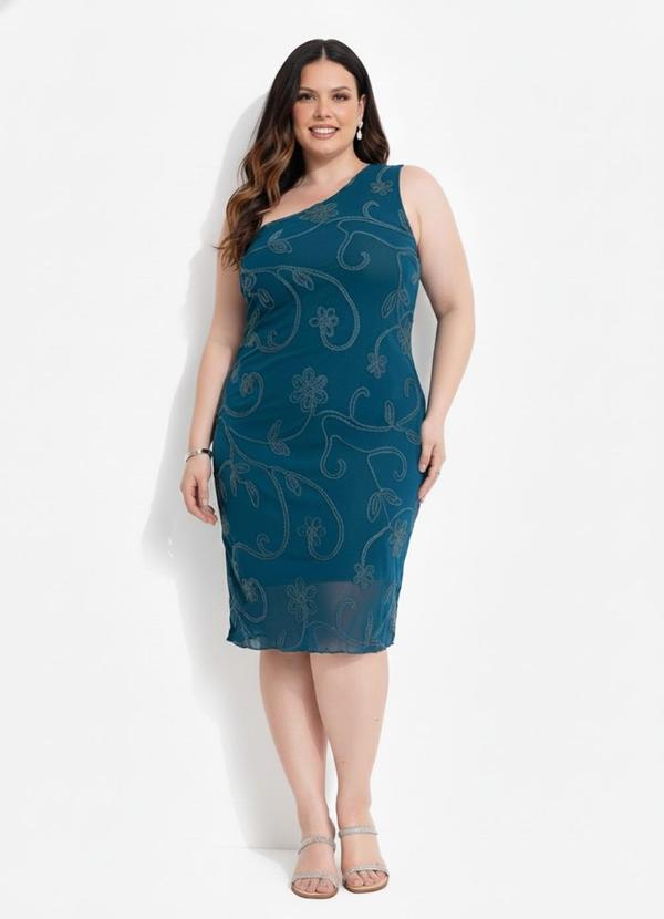 Vestido Verde Escuro em Tule Bordado