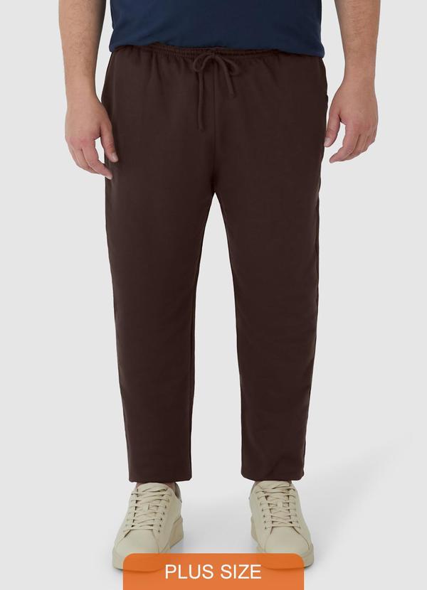 Vista 2 Calça Reta em Moletom Plus Marrom Malwee Malwee