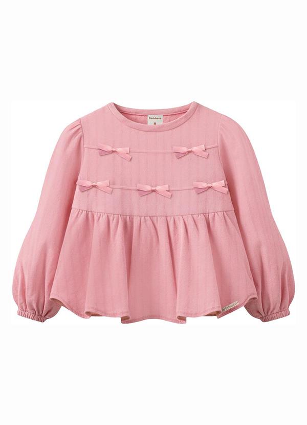 Blusa Bata com Laços Rosa