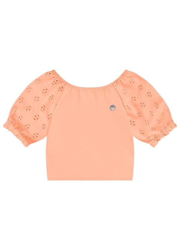 Vista 2 Blusa Infantil Menina Salmão Duduka Duduka