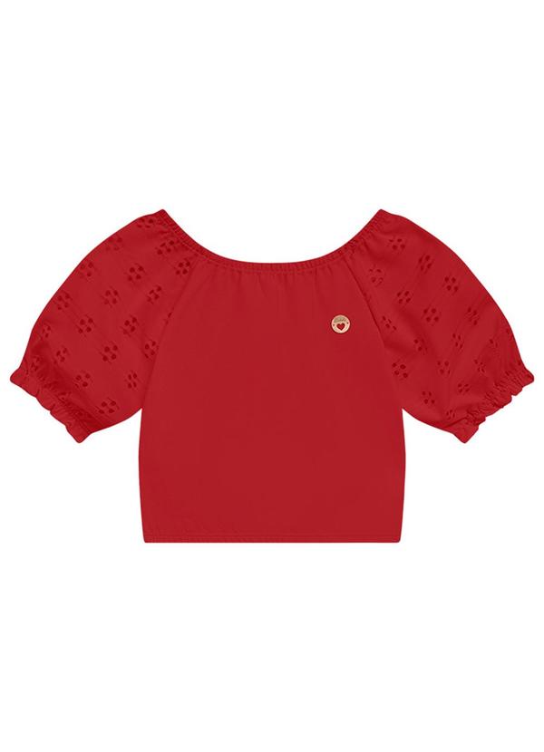 Vista 2 Blusa Infantil Menina Vermelho Milon Milon