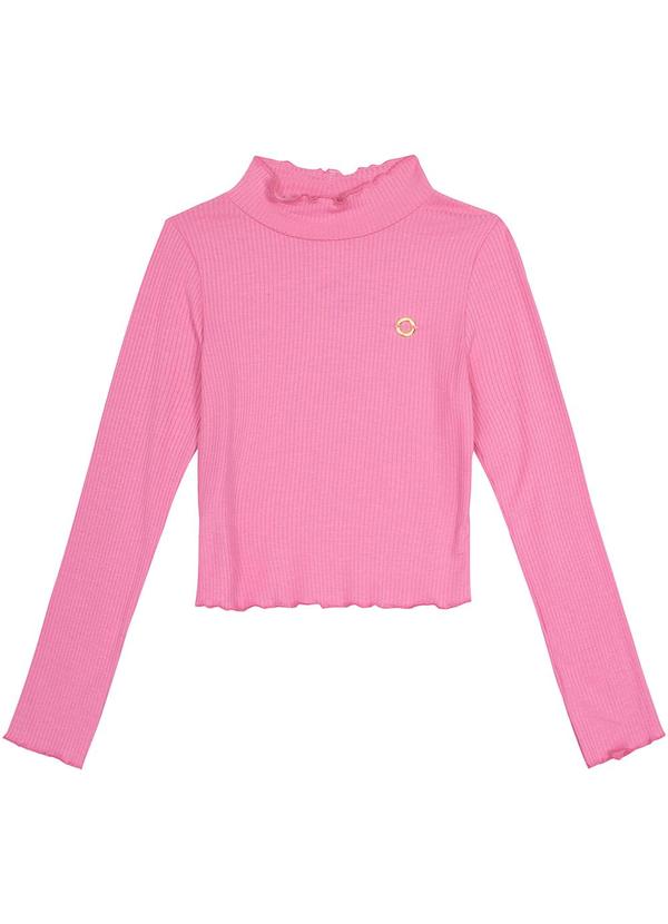 Blusa Cropped Canelada Menina Rosa