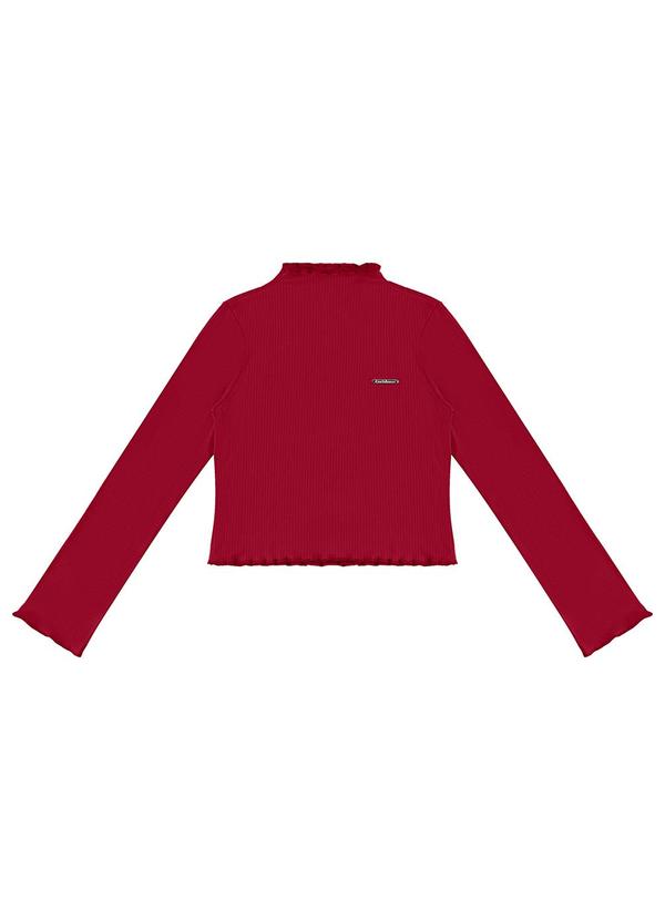 Vista 2 Blusa Cropped Canelada Menina Vermelho Carinhoso Carinhoso