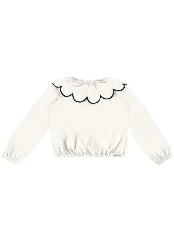 Vista 2 Blusa Cropped com Bordado Menina Bege Carinhoso Carinhoso