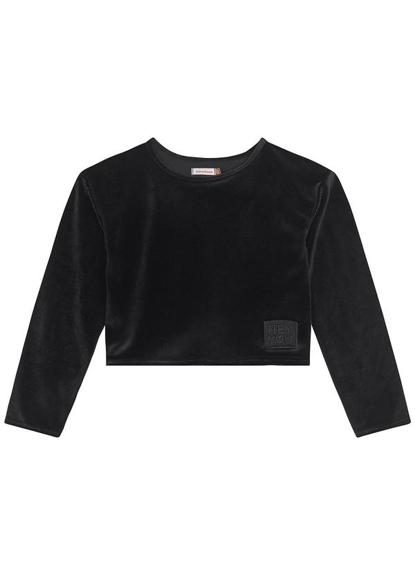 Vista 2 Blusa Cropped em Cotelê Menina Preto Carinhoso Carinhoso