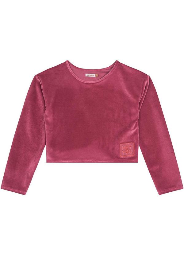 Vista 2 Blusa Cropped em Cotelê Menina Rosa Carinhoso Carinhoso