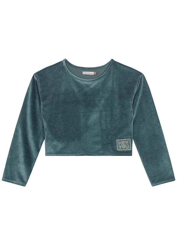 Vista 2 Blusa Cropped em Cotelê Menina Verde Carinhoso Carinhoso