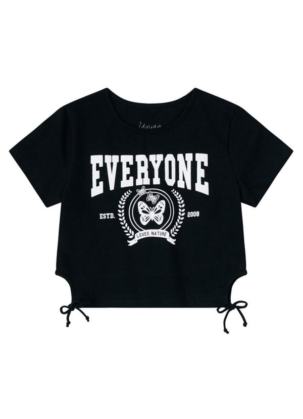 Vista 2 Blusa Cropped em Cotton Infantil Menina Preto Young Class Young Class