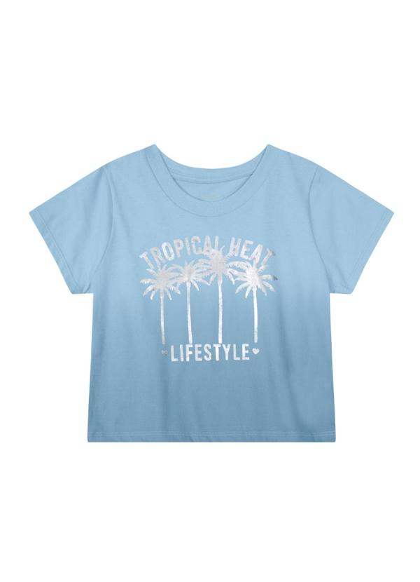 Vista 2 Blusa Cropped em Malha Infantil Menina Azul Young Class Young Class
