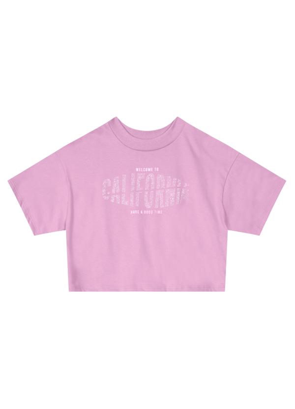 Vista 2 Blusa Cropped em Malha Infantil Menina Rosa Young Class Young Class