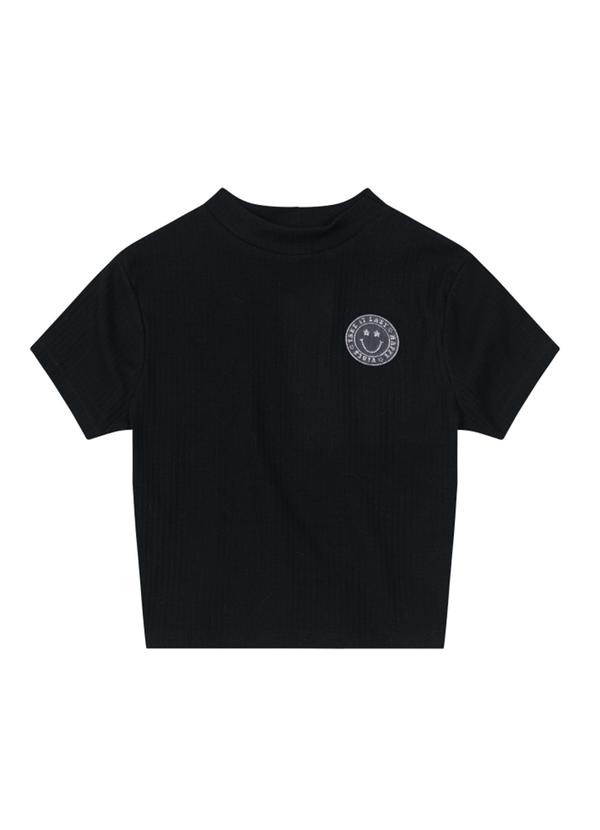 Vista 2 Blusa Cropped em Ribana Menina Preto Young Class Young Class