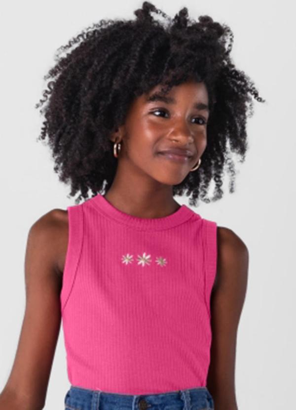 Vista 2 Blusa Cropped em Ribana Menina Rosa Young Class Young Class