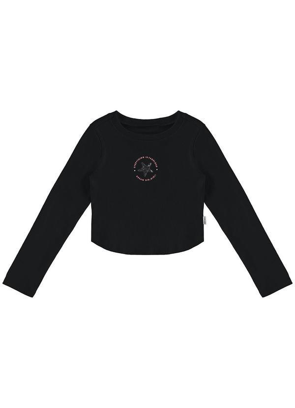 Vista 2 Blusa Cropped Fabulous Menina Preto Malwee Kids Malwee Kids