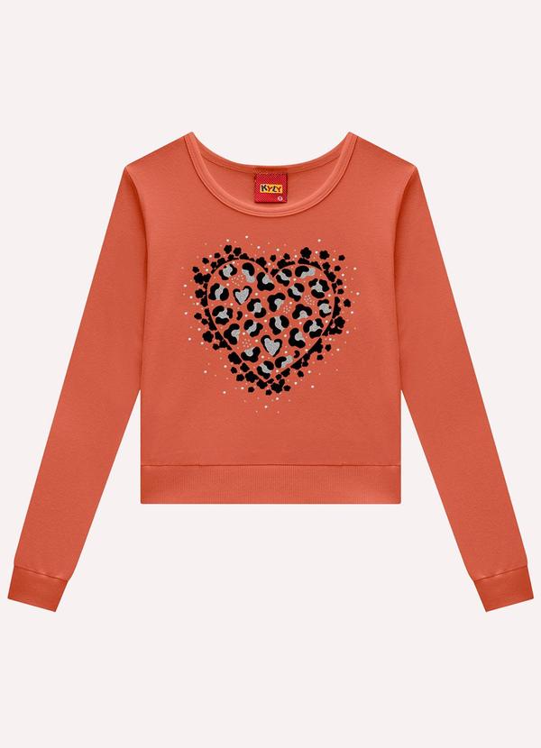 Blusa Cropped Infantil com Strass Laranja