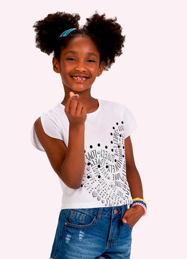 Blusa Cropped Infantil Menina com Strass Branco
