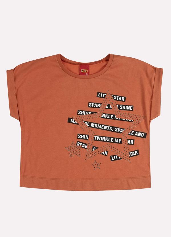 Blusa Cropped Infantil Menina Estrela Laranja