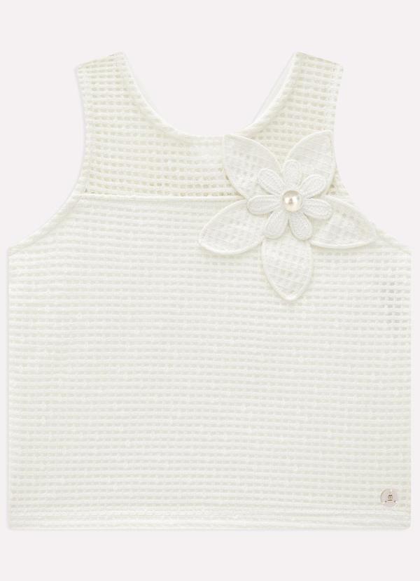 Blusa Cropped Infantil Menina Flor Branco