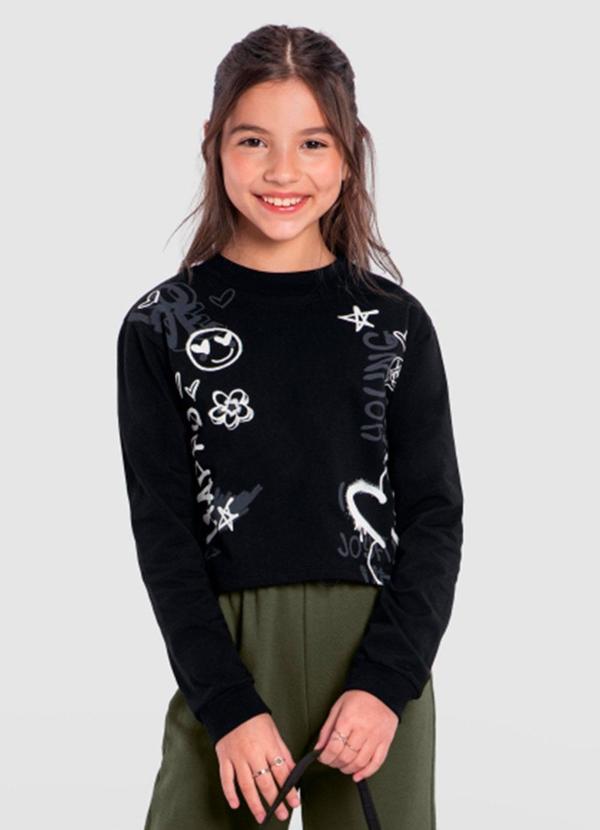 Blusa Cropped Infantil Menina Preto