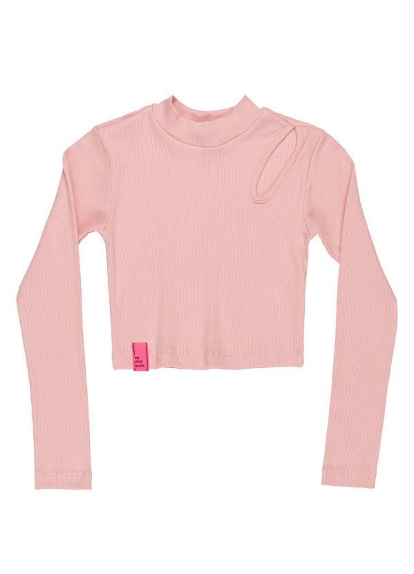 Vista 2 Blusa Cropped Juvenil Menina Rosa Gloss Gloss