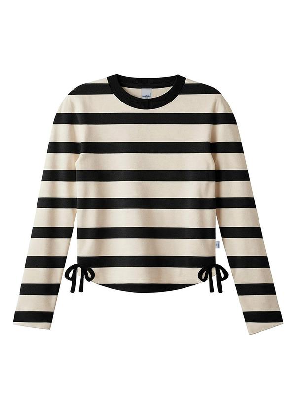Blusa Cropped Listrada Canelada Preto