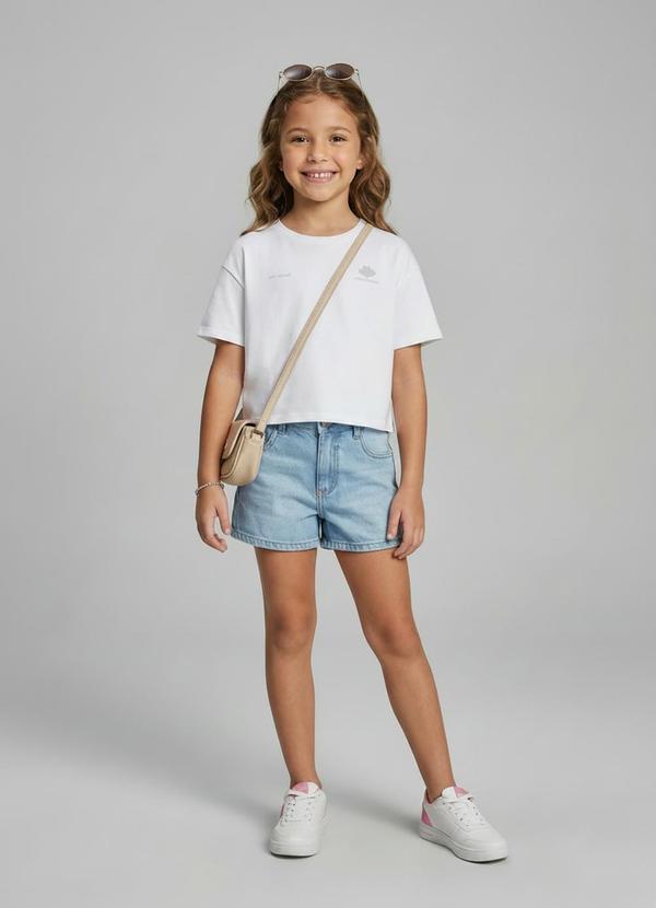 Blusa Cropped Manga Curta Infantil Branco