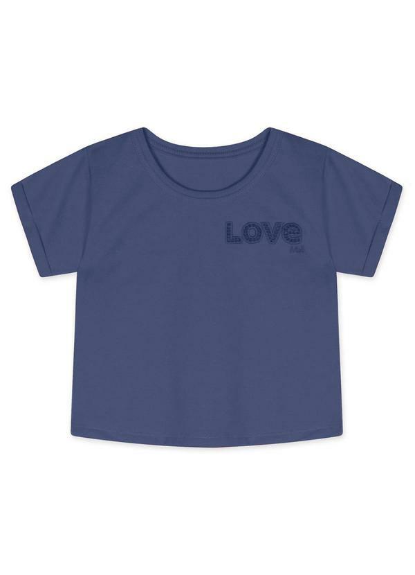 Blusa Cropped Manga Curta Infantil Feminina Roxo