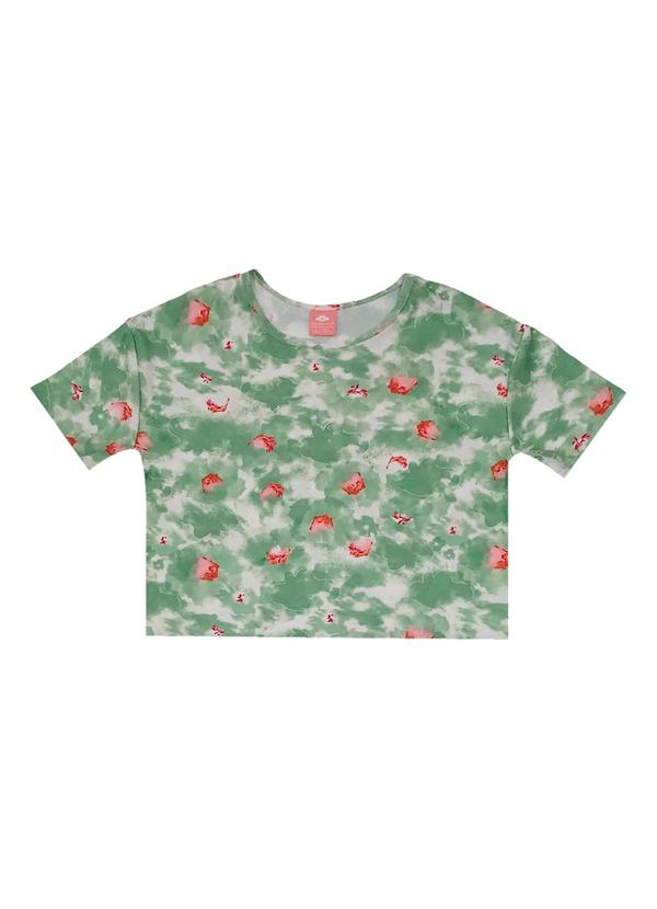 Blusa Cropped Manga Curta Verde