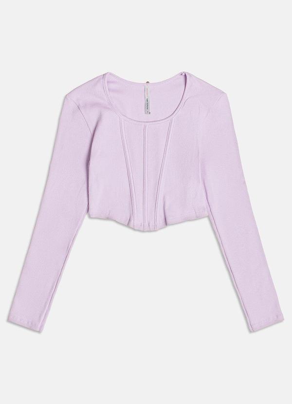 Blusa Cropped Manga Longa Lilás