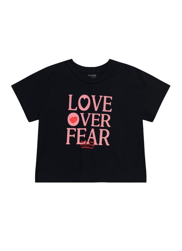 Vista 2 Blusa Cropped Teen Menina com Glitter Preto Brandili Brandili