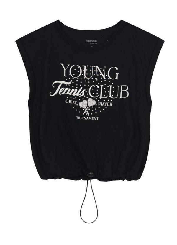 Vista 2 Blusa Cropped Teen Menina com Strass Preto Brandili Brandili