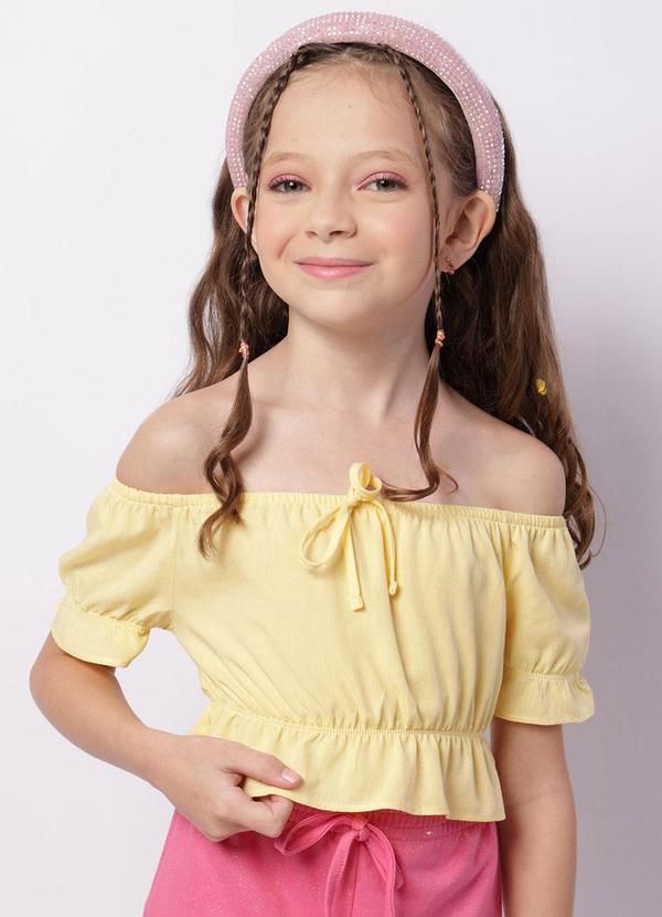 Blusa Infantil Ciganinha Babados Amarela