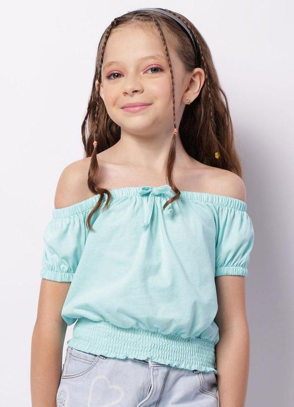 Blusa Infantil Cropped Ciganinha Azul